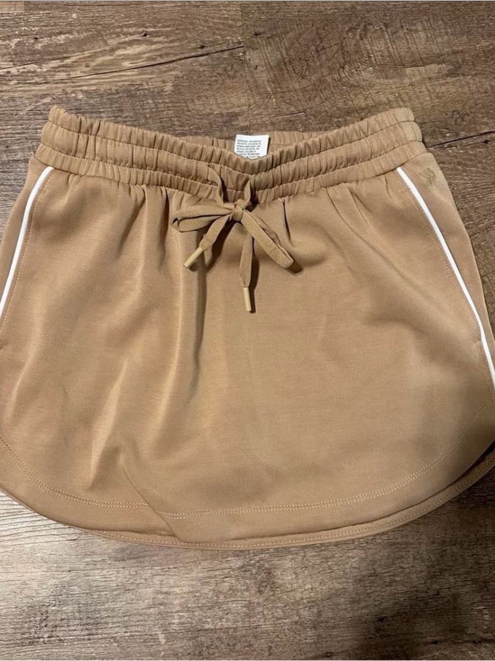 all in motion Tan Mini Skirt with White Side Piping